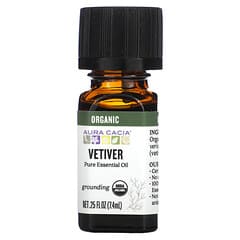 Aura Cacia, Pure Essential Oil, Organic Vetiver, 0.25 fl oz (7.4 ml)