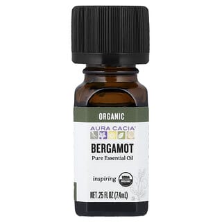 Aura Cacia, Pure Essential Oil, Organic Bergamot, 0.25 fl oz (7.4 ml)
