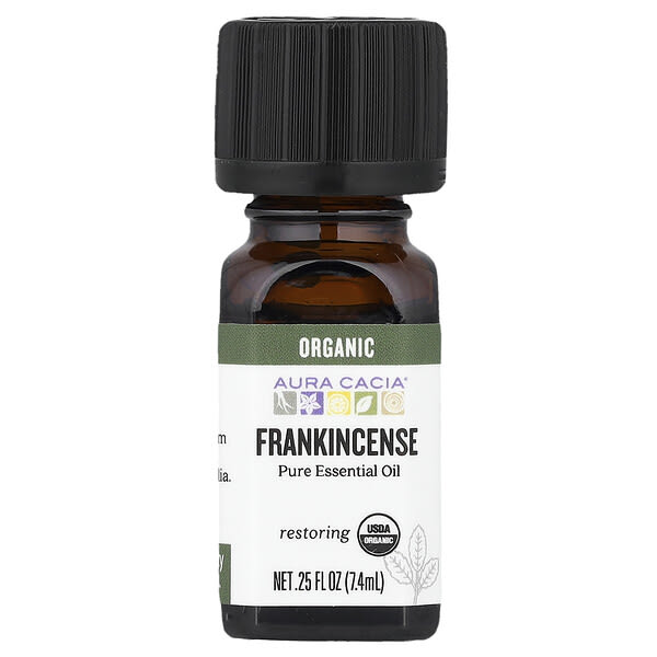 Aura Cacia, Óleo Essencial Puro, Olíbano Orgânico, 7,4 ml (0,25 fl oz)
