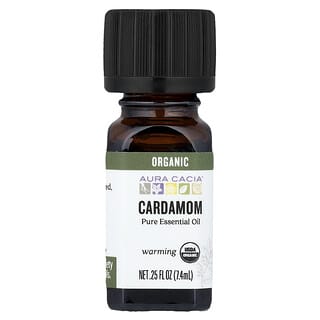 Aura Cacia, Pure Essential Oil, Organic Cardamom, 0.25 fl oz (7.4 ml)