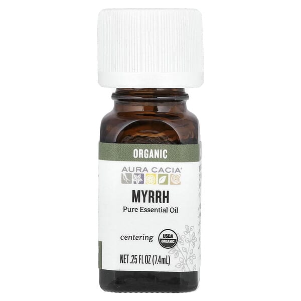 Aura Cacia, 퓨어 에센셜 오일, 유기농 몰약, 7.4ml(0.25fl oz)