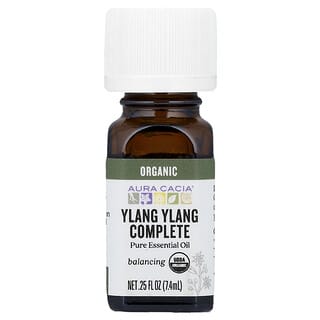 Aura Cacia, Pure Essential Oil, Organic Ylang Ylang Complete, 0.25 fl oz (7.4 ml)