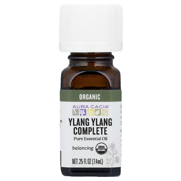 Aura Cacia, 퓨어 에센셜 오일, 유기농 일랑일랑 컴플리트, 7.4ml(0.25fl oz)