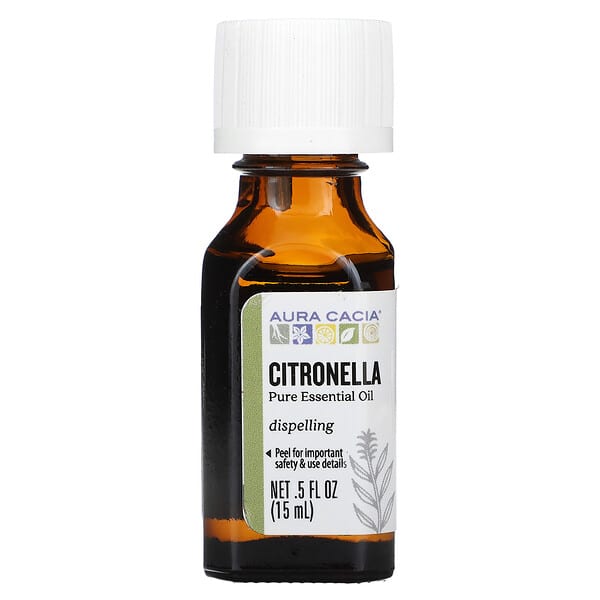 Aura Cacia‏, "שמן אתרי טהור, ציטרונלה, מנטרל, 15 מ""ל (0.5 אונקיות נוזל)"