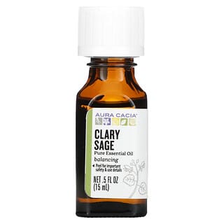 Aura Cacia‏, 100% Pure Essential Oils, Clary Sage, Balancing, .5 fl oz (15 ml)