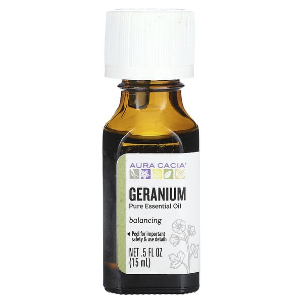 Aura Cacia, Pure Essential Oil, Geranium, 0.5 fl oz (15 ml)