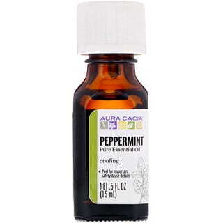 Aura Cacia, Pure Essential Oil, Peppermint, 0.5 fl oz (15 ml)