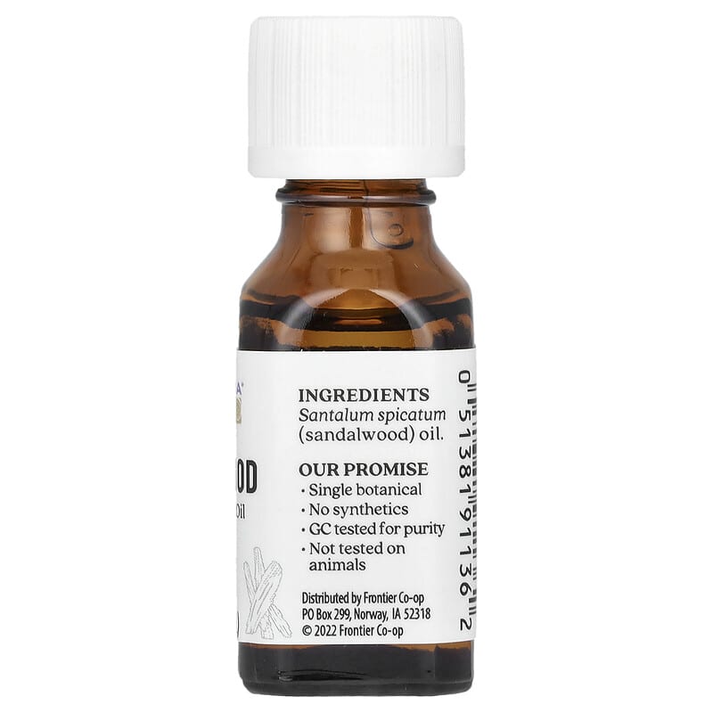 100%純エッセンシャルオイル、サンダルウッド、0.5液量オンス (15 ml)