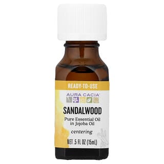 Aura Cacia, Minyak Esensial Murni dalam Minyak Jojoba, Cendana, 15 ml (0,5 ons cairan)