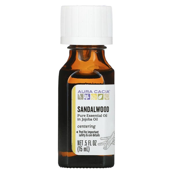 Aura Cacia, Pure Essential Oil In Jojoba Oil, Sandalwood, 0.5 fl oz (15 ml)