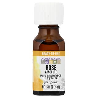 Aura Cacia, Óleo Essencial Puro em Óleo de Jojoba, Absoluto de Rosa, 15 ml (0,5 fl oz)