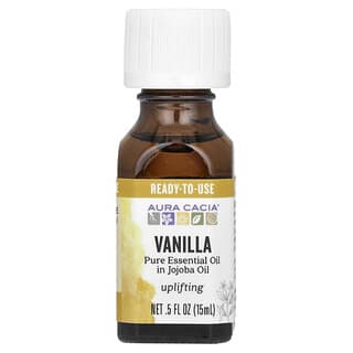 Aura Cacia, Olio essenziale puro in olio di jojoba, vaniglia, 15 ml