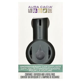 Aura Cacia, Aromaterapeutický difuzér do auta, 1 difuzor, 5 náhradních podložek