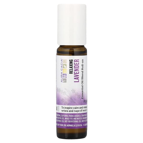 Aura Cacia, смесь эфирных масел, шариковая, лаванда, 9,2 мл (0,31 жидк. унции)