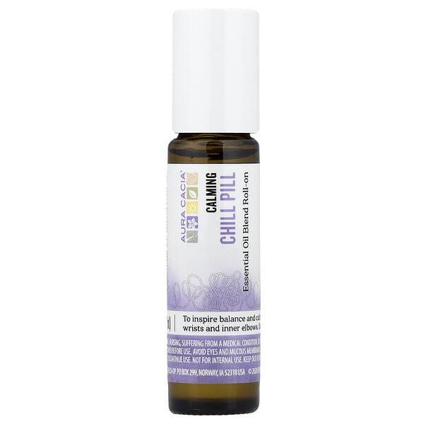 Aura Cacia, 에센셜 오일 혼합물, 롤온, 진정 알약, 9.2ml(0.31fl oz)