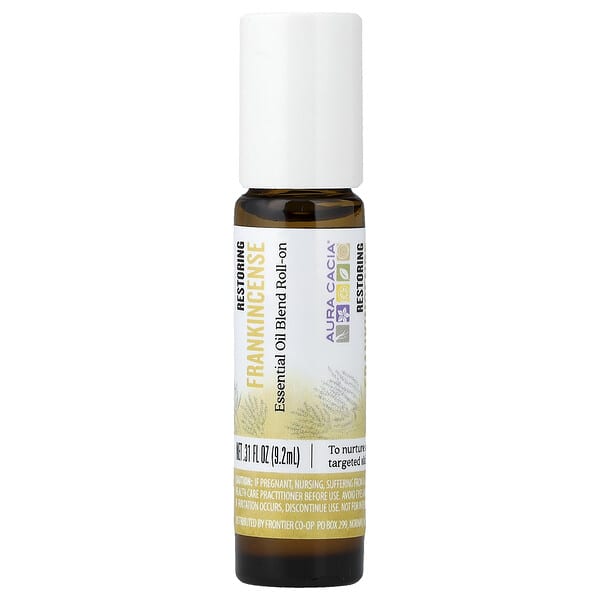 Aura Cacia, 에센셜 오일 블렌드, 리바이탈라이징 롤 온, 유향, 9.2ml(0.31fl oz)