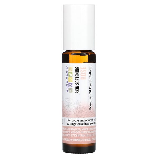 Aura Cacia, Essential Oil Blend, Skin Softening Roll-On, Rose, .31 fl oz (9.2 ml)
