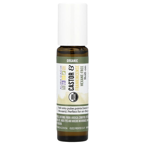 Aura Cacia, Roll-On, Castor & Frankincense, 0.31 fl oz (9.2 ml)