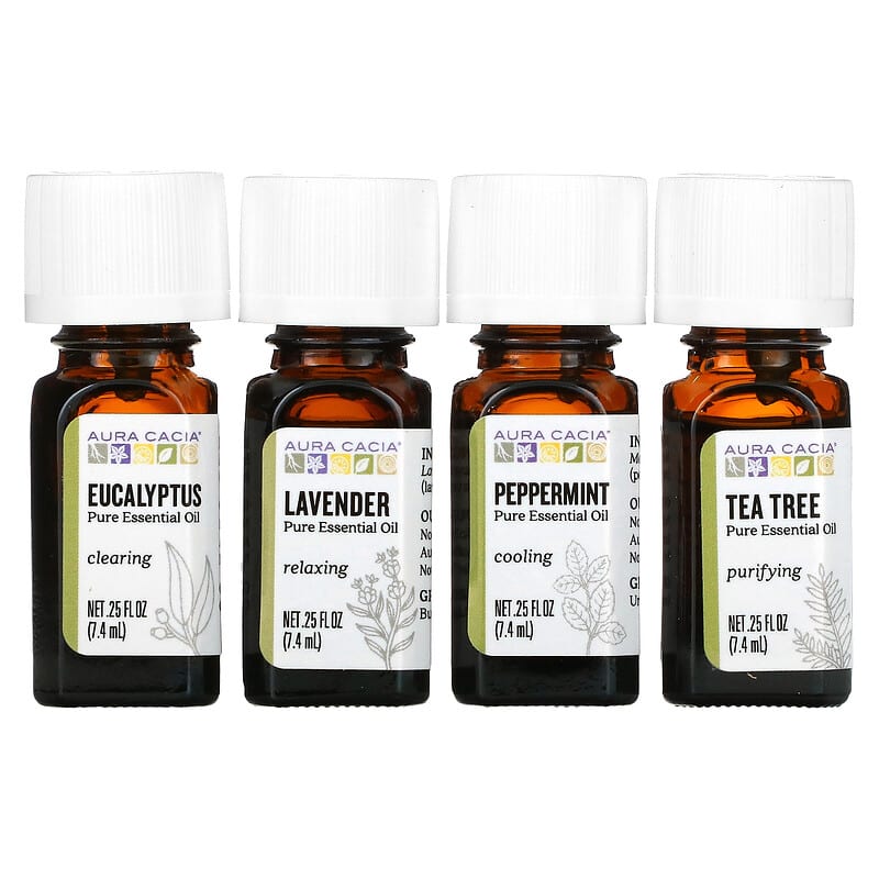 Aura Cacia Essential Oils Kit, Discover - 4 pack, 0.25 fl oz bottles