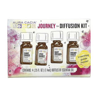 Aura Cacia, Kit Journey To Diffusion, Aceites esenciales, 4 frascos, 7,4 ml (0,25 oz. Líq.) Cada uno