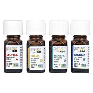 Aura Cacia, суміші ефірних олій для дітей, 4 флакони по 7,4 мл (0,25 рідк. унції)