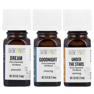 Aura Cacia, Bedtime Kit, Pure Essential Oil Blends, 3 Bottles, 0.25 fl oz (7.4 ml) Each