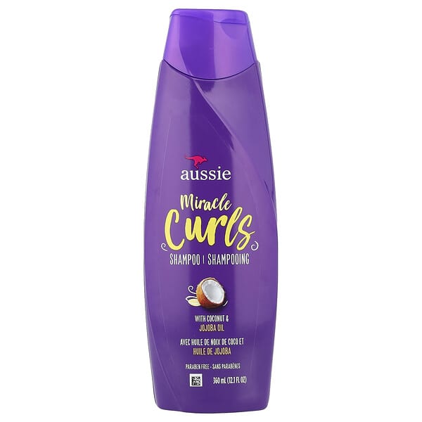 Aussie, 미라클 컬, 코코넛 및 호호바오일 함유 샴푸, 360ml(12.1fl oz)