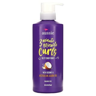 Aussie, 3 分钟 Miracle Curls 深层护发素，含椰子和澳大利亚荷荷巴油，16 液量盎司（475 毫升）
