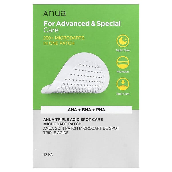 Anua, 트리플 애시드 스팟 케어 마이크로다트 패치, 12개입