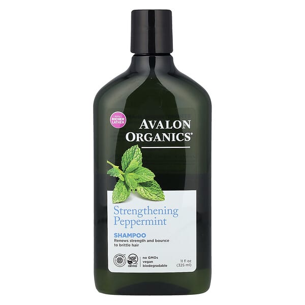 Avalon Organics, 洗髮精，強化，薄荷香，11 液量盎司（325 毫升）