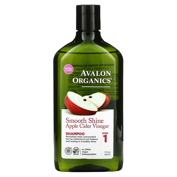Avalon Organics, Shampooing, Brillance douce, Étape 1, Vinaigre de cidre de pomme, 325 ml