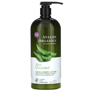 Avalon Organics, لوشن لليدين والجسم بخلاصة الألوڤيرا، بدون رائحة عطرية، 32 أونصة (907 جم)