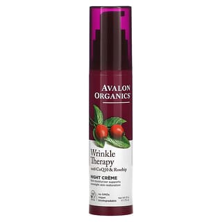 Avalon Organics, Wrinkle Therapy（リンクルセラピー）、CoQ10＆ローズヒップ配合、ナイトクリーム、50g（1.75オンス）