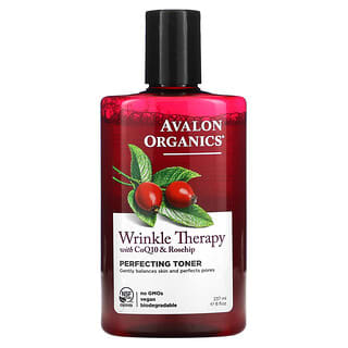 Avalon Organics, 抚平细纹疗法，含辅酶 Q10 和玫瑰果，净颜爽肤水，8 液量盎司（237 毫升）