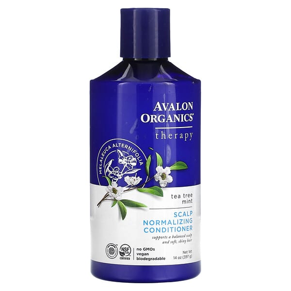 Avalon Organics‏, מרכך לטיפול בקרקפת, טיפול במנטה ועץ התה, 397 גרם (14 אונקיות)