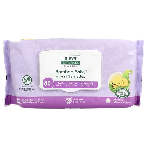 Aleva Naturals, 孩子竹制湿巾，80 片