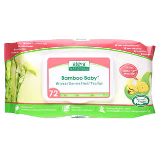 Aleva Naturals, Bamboo Baby濕巾，超級敏感，不含香料，72片，7.9 x 6.7英寸(17 x 20釐米)