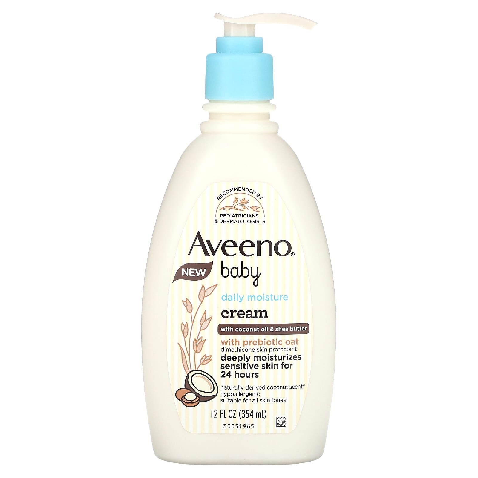 Aveeno, Baby, Daily Moisture Cream, With Coconut Oil & Shea Butter, 12 fl oz (354 ml)