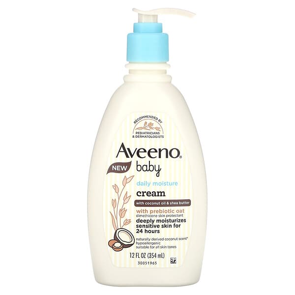 Aveeno, 嬰兒，日常保濕霜，含椰子油和乳木果油，12 液量盎司（354 毫升）