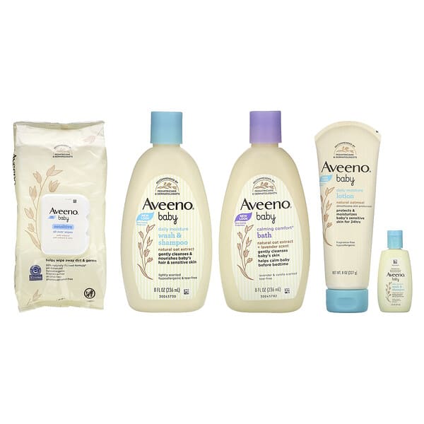 Aveeno, ベビー、ウェルカムリトルワン ギフトバスケット、6点セット