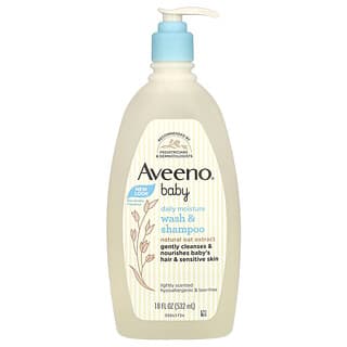 Aveeno, Bébé, Gel nettoyant et shampooing hydratant quotidien, Légèrement parfumé, 532 ml