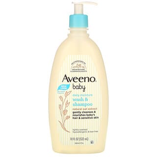 Aveeno, Wash & Shampoo, Champú y enjuague para bebés, finamente aromatizado, 18 fl oz (532 ml)