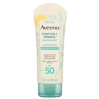 Aveeno, Positively Mineral, Protector solar para piel sensible, FPS 50, 88 ml (3 oz. líq.)