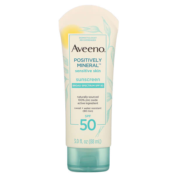 iherb.com | Aveeno, Positively Mineral Sensitive Skin, Sunscreen, SPF 50, 3.0 fl oz