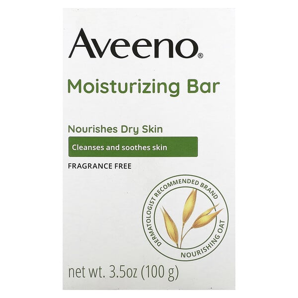 Aveeno, 栄養豊富なオート麦配合モイスチャライジングバー、無香料、100g（3.5オンス）