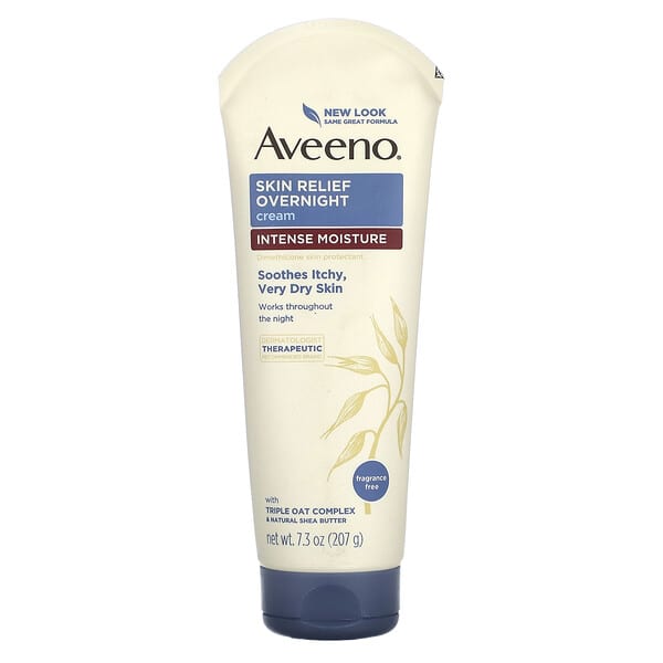 Aveeno‏, קרם לשעות הלילה להקלה על העור, לחות אינטנסיבית, ללא בישום, 207 גרם (7.3 אונקיות)