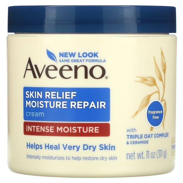 Aveeno, アクティブ・ナチュラルズ® スキン・リリーフ・モイスチャーリペアクリーム 無香料 11 オンス (311 g)