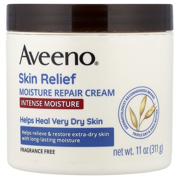 Aveeno, Active Naturals, 스킨 릴리프 모이스처 리페어 크림, 무향, 311g(11oz)
