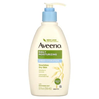 Aveeno, Daily Moisturizing Lotion, Sheer Hydration, Fragrance Free, 12 fl oz (350 ml)