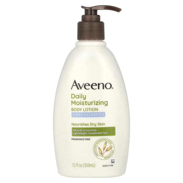 Aveeno, 活性天然日用保濕乳液，透明水潤，無香，12液量盎司（350毫升）